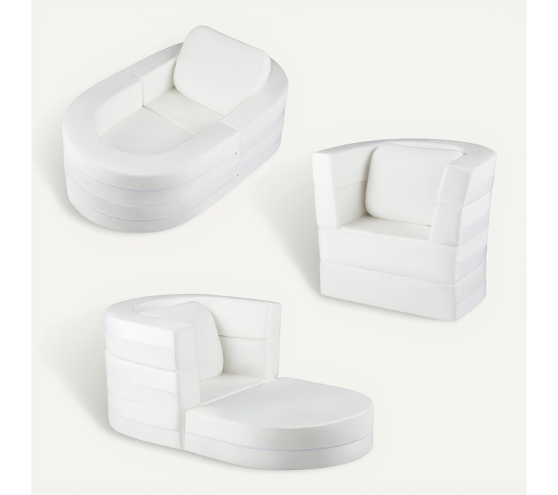 3 En 1 Canapé-lit Enfant Pliable En Velours Cristal Ultra-doux, Housses Lavables, Fermeture Éclair
