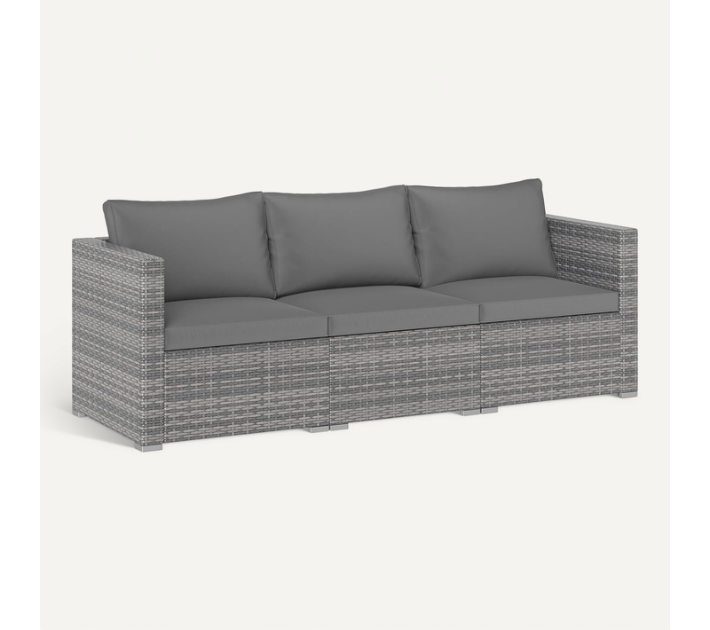 Ensemble De Canapés Modulaires D'extérieur 3 Pièces, Salon De Jardin En Rotin Pe (gris+gris)
