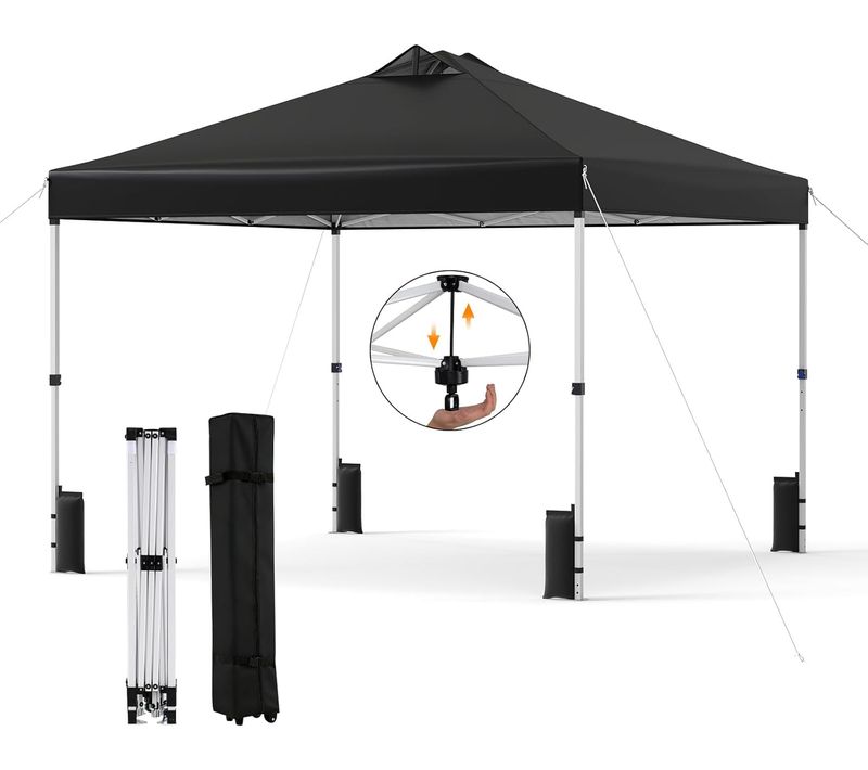 Tonnelle Pliante 3x3 M, Tonnelle De Jardin Exterieur, Montage Instantané (noir)