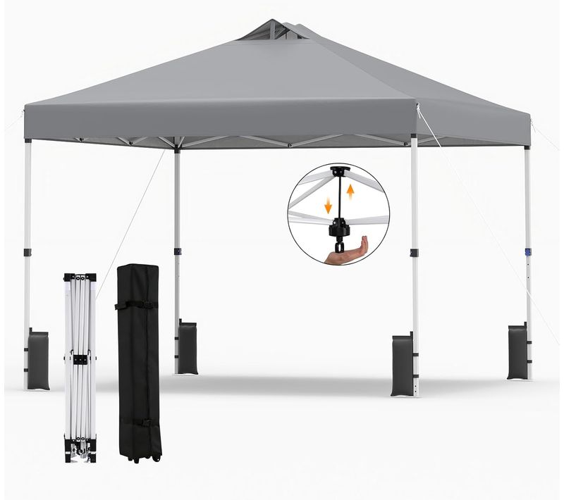 Tonnelle Pliante 3x3 M, Tonnelle De Jardin Exterieur, Montage Instantané (gris)
