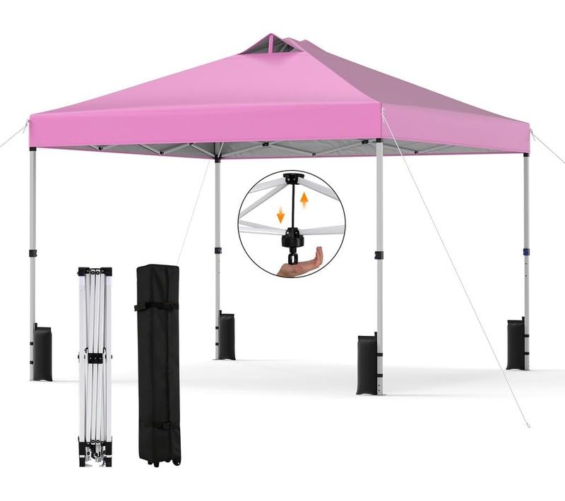 Tonnelle Pliante 3x3 M, Tonnelle De Jardin Exterieur, Montage Instantané (rose)