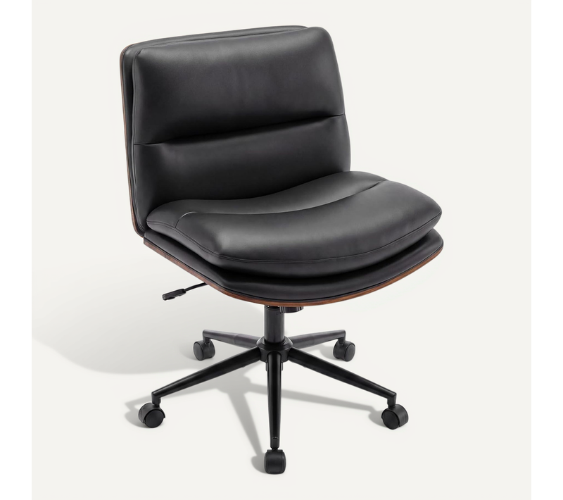 Chaise De Bureau Sans Accoudoirs,fauteuil De Bureau Pivotant 360°avec Roulettes(noir)