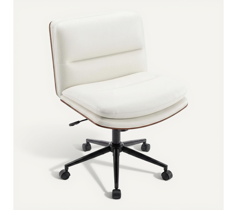 Chaise De Bureau Sans Accoudoirs,fauteuil De Bureau Pivotant 360°avec Roulettes(blanc)