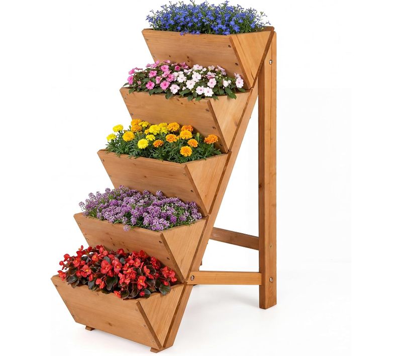 Jardinière Verticale Surélevée à 5 Niveaux, Potager Sur Pieds En Bois Avec 5 Plates-bandes (orange)