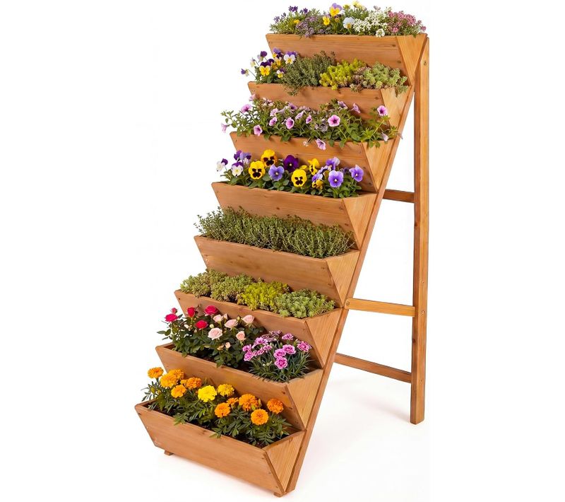 Jardinière Verticale Surélevée à 8 Niveaux, Potager Sur Pieds En Bois Avec 8 Plates-bandes (orange)