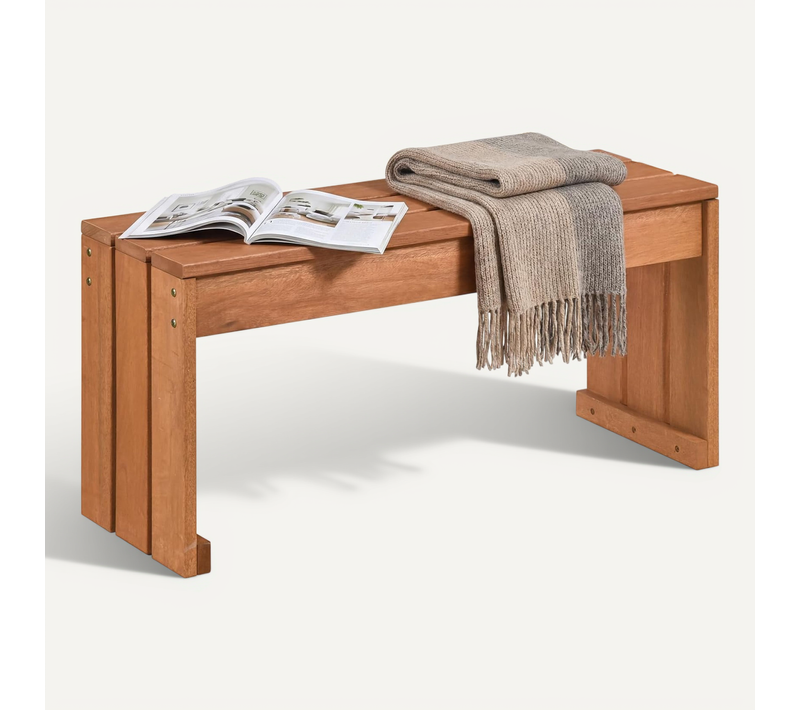 Banc De Jardin 2 Places En Bois Massif, Banc Exterieur Jardin, 90 X 30 X 44 Cm