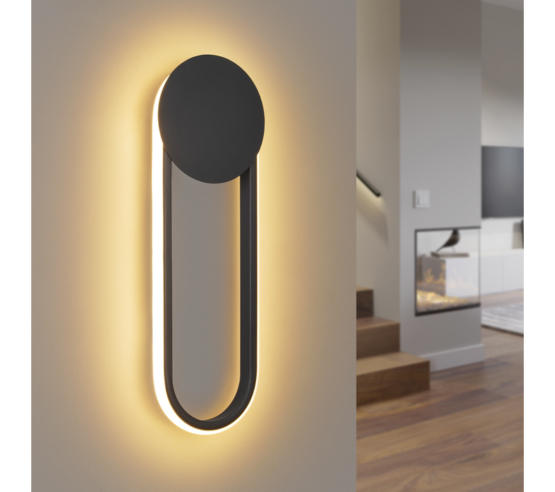 Applique Murale LED – 12w, 41cm, 3000k Noir Design Moderne Et Minimaliste
