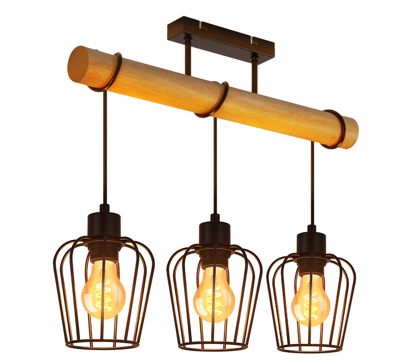 Plafonnier Noir Salon Vintage Bois E27 Plafonnier Industriel Métal