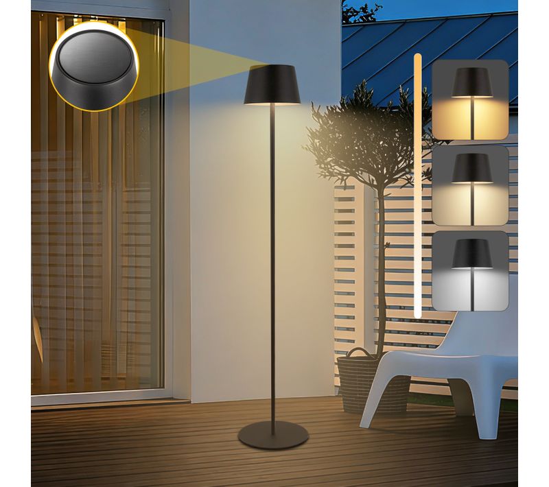 Lampadaire LED  Noir lampadaire sur pied Solaire d'extérieur Pour Jardin Salon