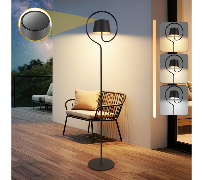 Lampadaire LED Solaire d'extérieur Noir lampadaire salon Tactile à Intensité Pour Chambre