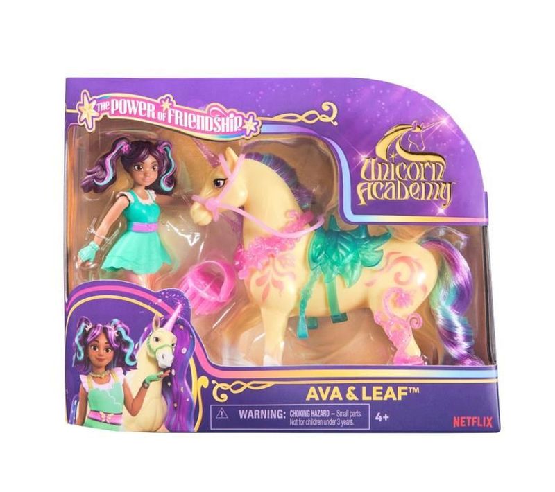 Set Poupée Ava Et Licorne Leaf - 5 Accessoires, Crinière Brossable