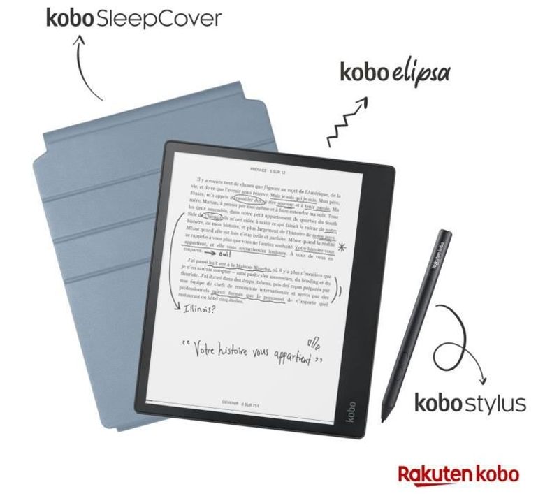 Pack Liseuse Bloc Note Elipsa - 10 - 32go + Etui Sleepcover + Stylet