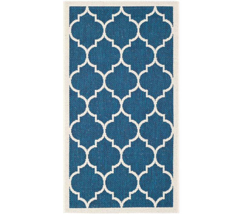 Tapis Cour 79 X 152 Cm Treillis Arista Bleu Marine/neutre
