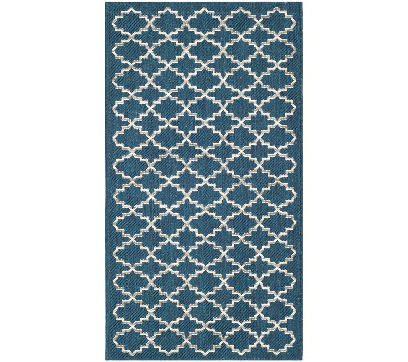 Tapis Cour 79 X 152 Cm Treillis Zinnia Bleu