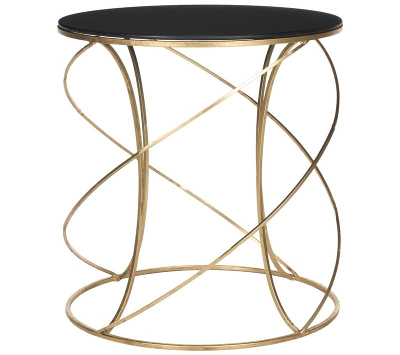 Table D'appoint Lovey Noir/or Le Fer 51 X 51 X 54 Cm