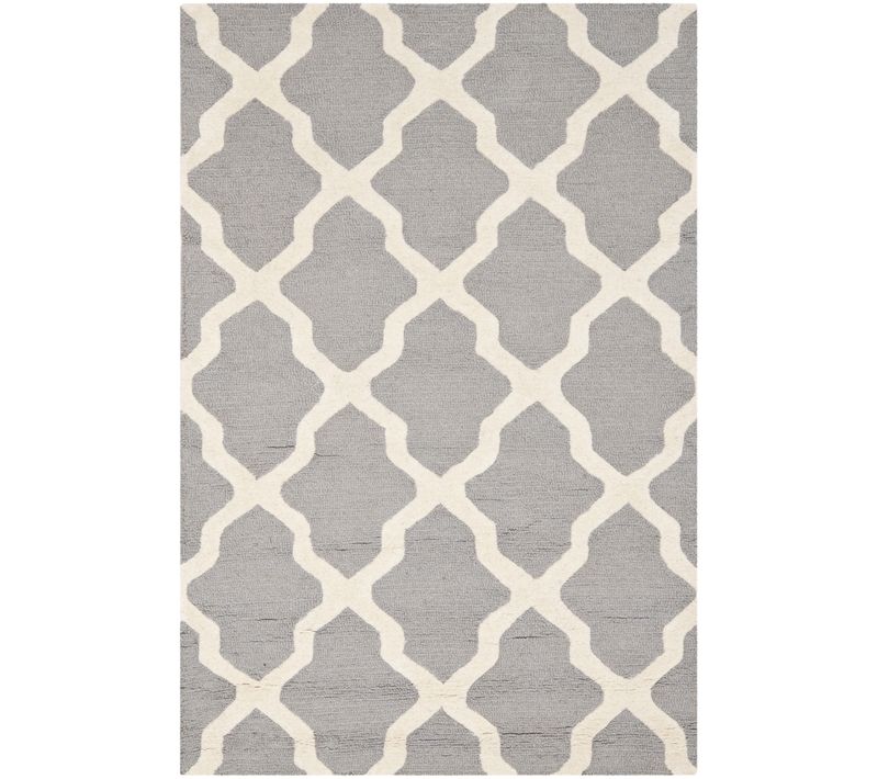 Tapis Cambridge 122 X 183 Cm Treillis Ava Argent Et Ivoire
