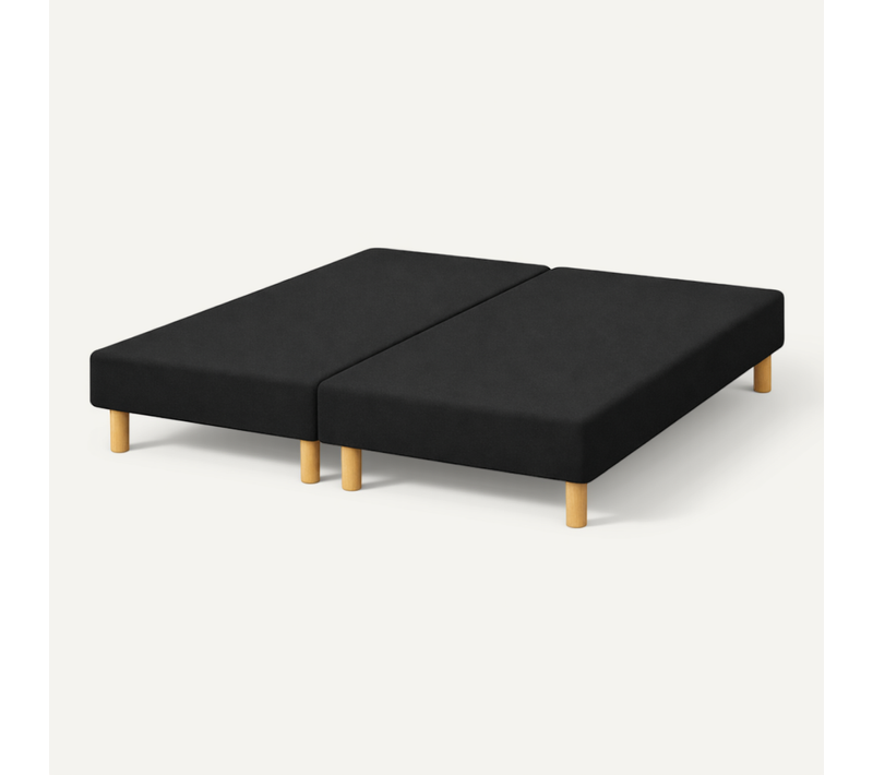 Sommier Tapissier Noir 70x190x2 (140x190) - Fabrication Française Artisanale - Pieds s - Haute
