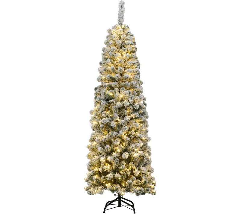 Sapin De Noël Artificiel Enneigé 230 Cm, Arbre De Noël Avec 350 Lumières LED, 641 Aiguilles En Pvc