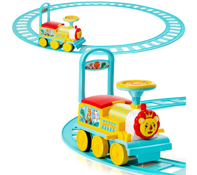 Train Electrique Pour Enfants -16 Accessoires De Rails , Cadeau De Noël Pour Tout-petits 3+ Ans Bleu