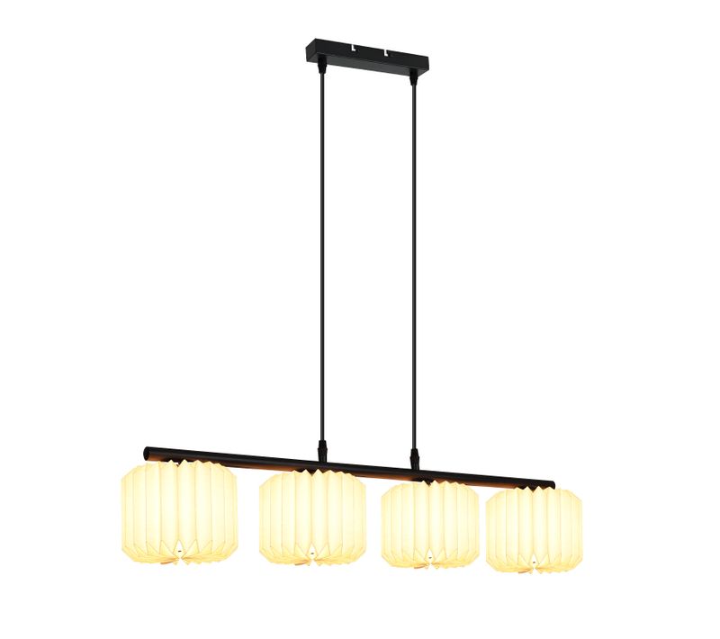 Suspension Vintage Longue – Abat-jour En Papier 4 Lumières（sans Ampoule)