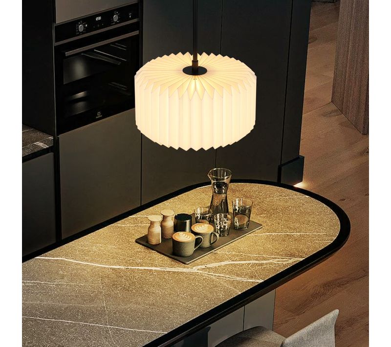 Suspension Vintage - Abat-jour Papier Blanc 1 Lumière  (sans Ampoule)