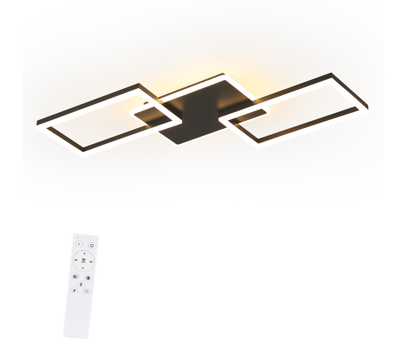 Plafonnier LED Moderne 80 Cm - Noir, Dimmable, Télécommande (63w)