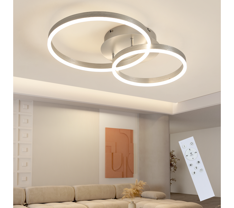 Plafonnier LED Design Moderne - Ø59 Cm - Dimmable - Télécommande - Doré - 46w