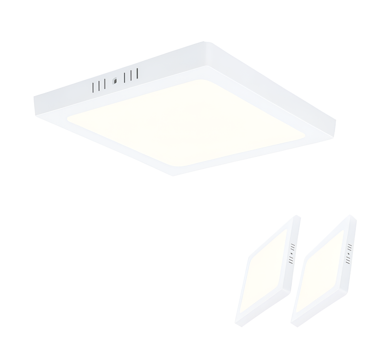 Plafonnier LED De Plafond - Lot De 2 Rect. 18w (23x23cm)- Blanc Froid 4000k - Ip44 - Moderne