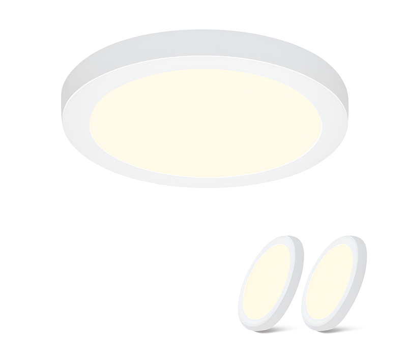 Plafonnier LED Plat 18 W Pour Salle De Bain - Lot De 2 Blanc Chaud 3000k - Ip44 - Moderne(ø23cm)