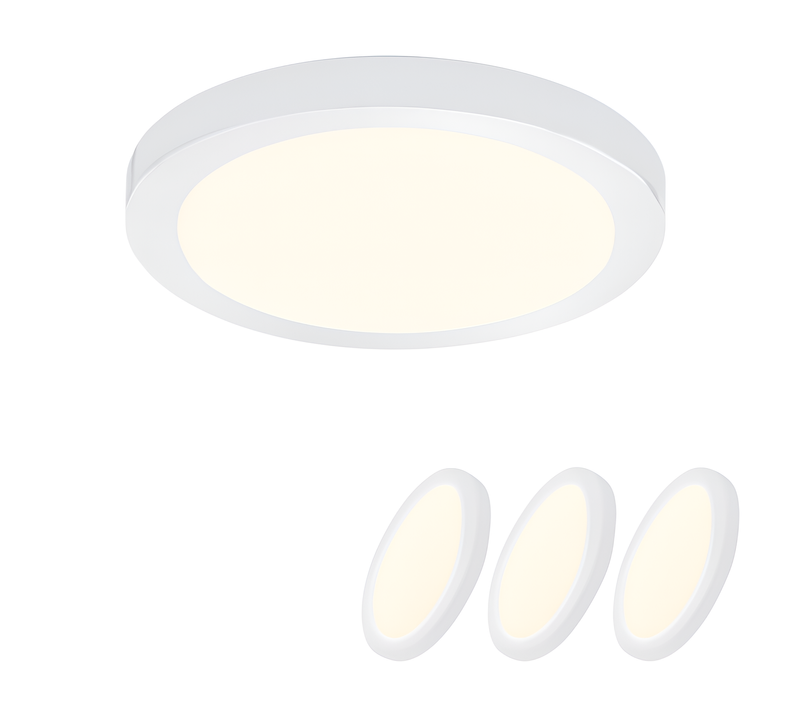 Plafonnier LED Plat 18 W Pour Salle De Bain -  Lot De 3- Blanc Chaud 3000k - Ip44 - Moderne (ø23cm)