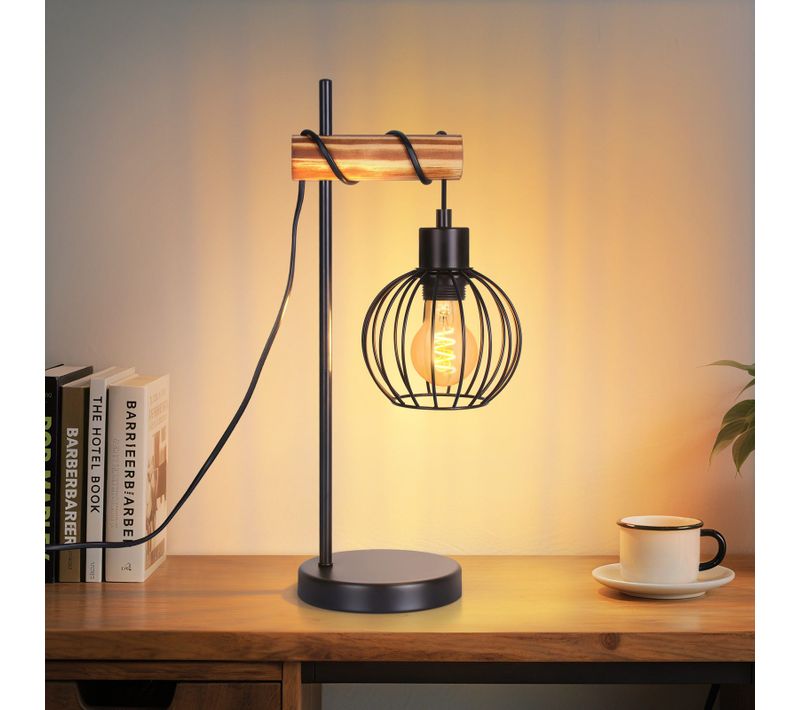 Lampe De Table Salon Vintage Lampe De Chevet Industriel Lampe De Table Métal Noir E27 sans Ampoule