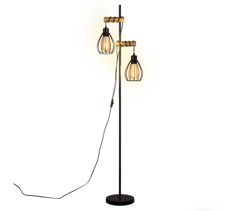 Lampadaire Sur Pied Noir Design Industriel lampadaire Vintage E27 Avec Interrupteur