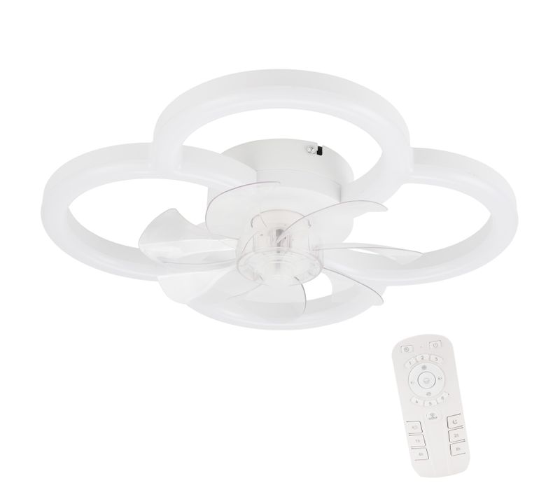 Ventilateur Plafond LED Blanc Silencieux Avec Télécommande, Lumière Dimmable 6 Vitesses et Timer