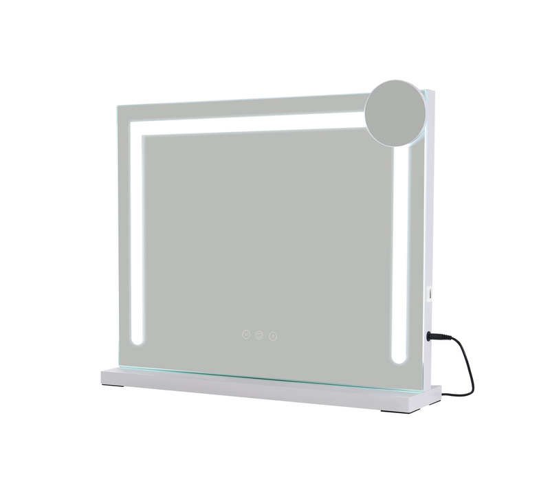 Miroir Maquillage Hollywood Sur Pied Avec 9 LED, Miroir De Table Lumineux Rotation 360° Cosmétique