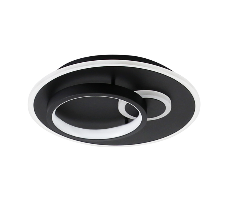 Plafonnier LED 33w Noir Rond Dimmable Télécommande Moderne Salon
