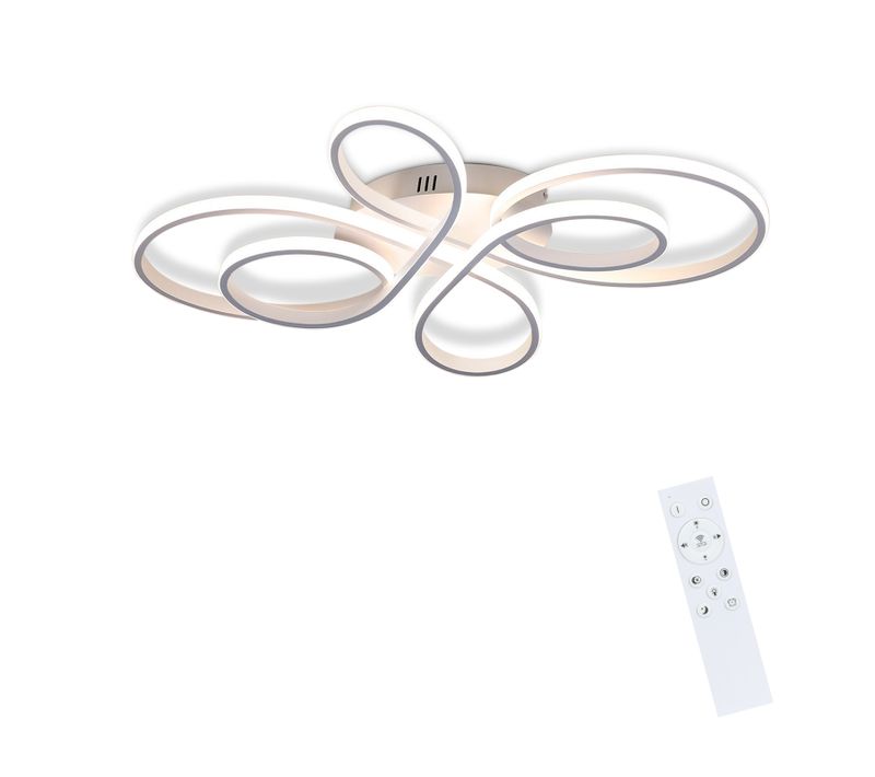 Plafonnier LED Dimmable 78w 80cm Blanc Moderne Télécommande Salon Bureau