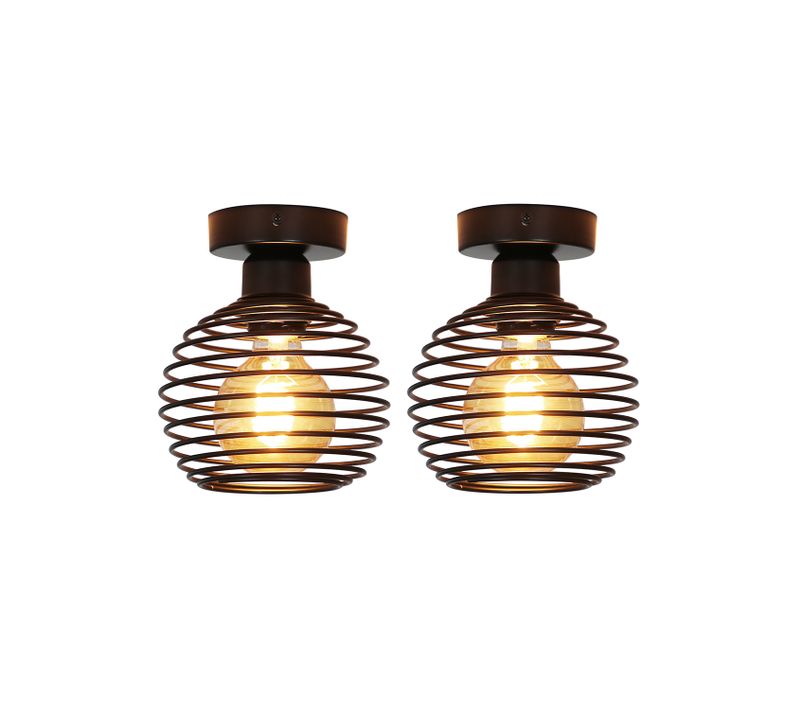 Plafonnier Vintage Plafonnier 2 Lampes De Couloir Rétro Noir E27 Max.40w Sans Ampoules