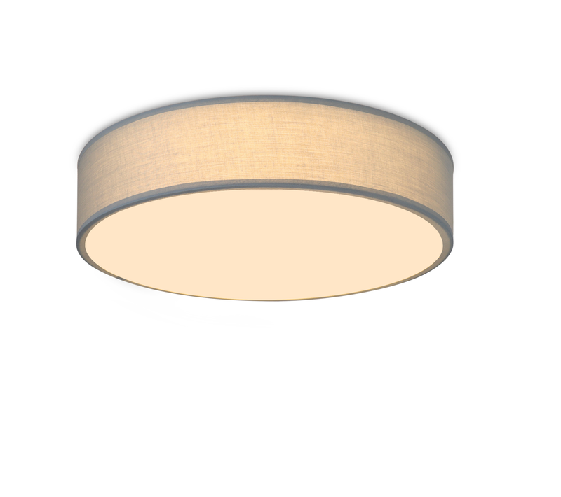 Plafonnier Rond Tissu Gris 30cm E27 Moderne Salon Chambre Couloir