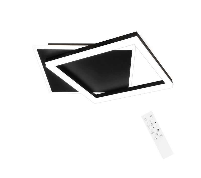 Plafonnier LED Chambre Noir Dimmable 42w Moderne Avec Télécommande Carré En Acrylique