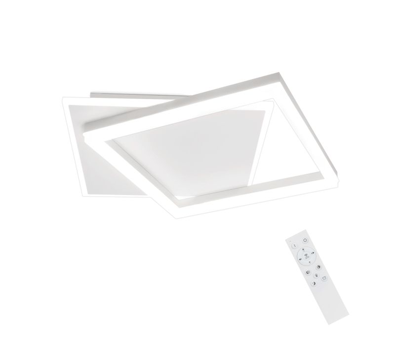 Plafonnier LED Salon Chambre Lampe Dimmable Avec Télécommande 42w Design Moderne Carré Blanc