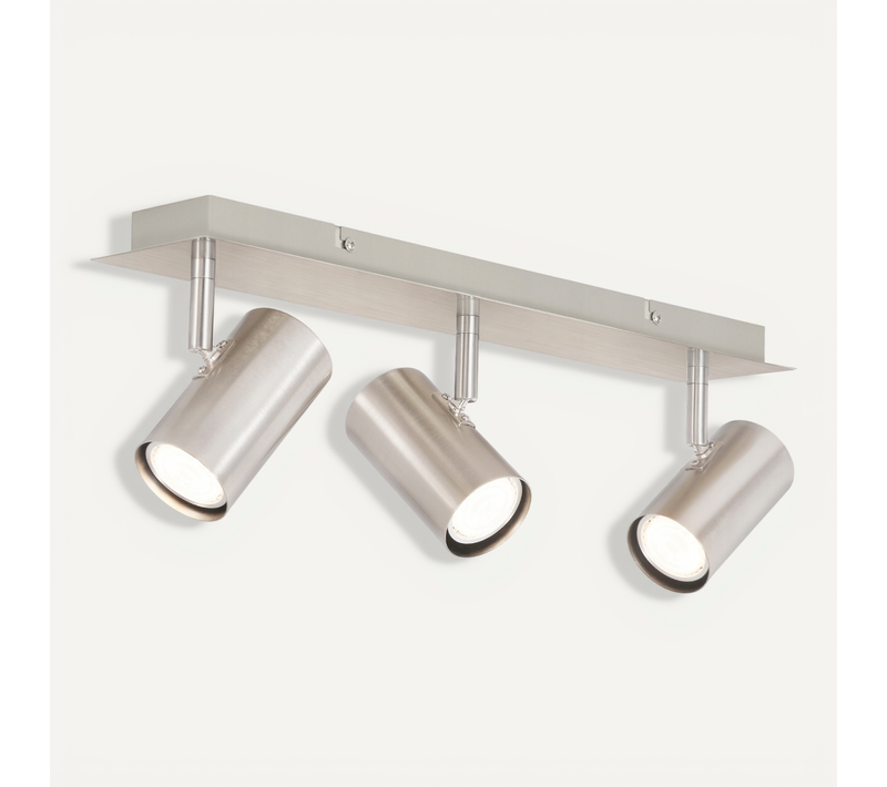 Plafonnier 3 Spots Nickel Gu10 Moderne Pivotant 330° Salon Bureau