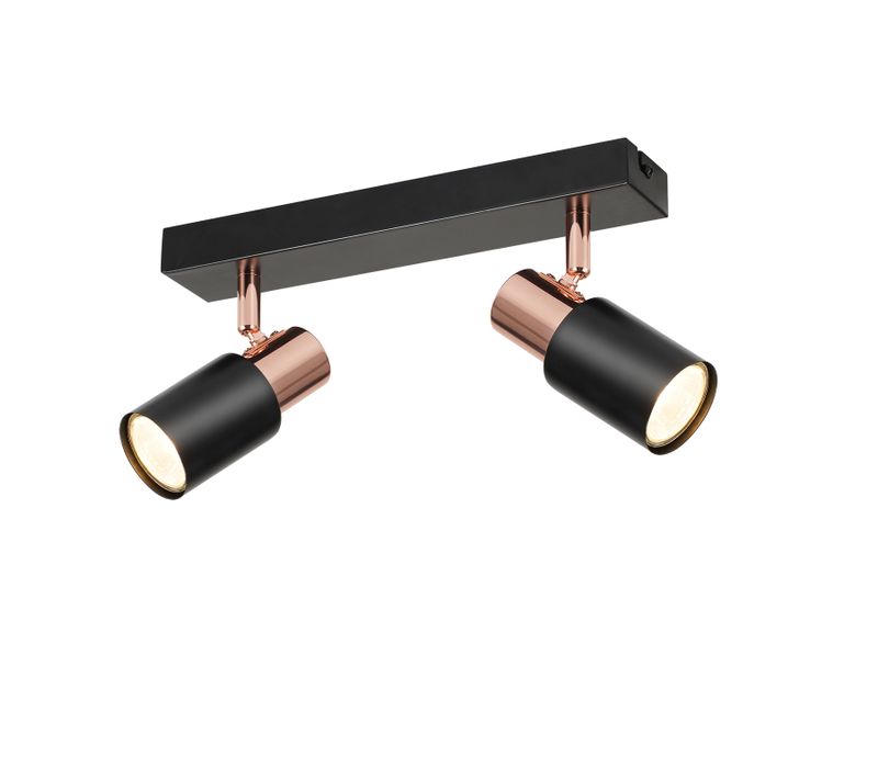 Spot De Plafond Noirs Gu10-2 Lampe De Cuisine à Flamme Rotatif à 355°moderne Industriel