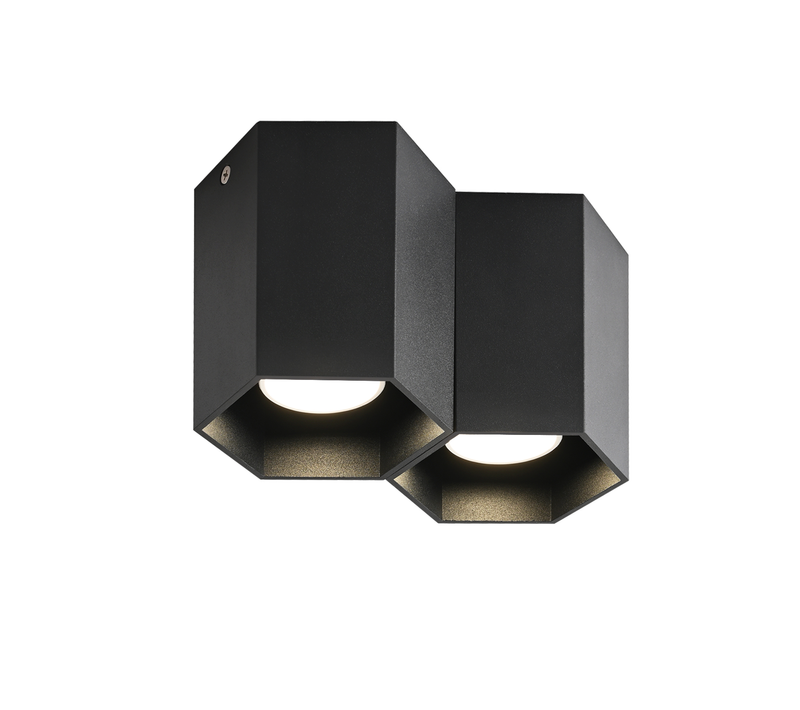 2 Spots De Plafond En Saillie Noir Gu10 Lumineux Manger Plafonnier Sans Ampoule