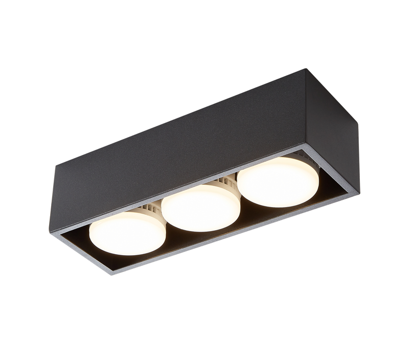 3 Spots De Plafond En Saillie LED Carré Noir Orientables Blanc Chaud 3x5w Gx53