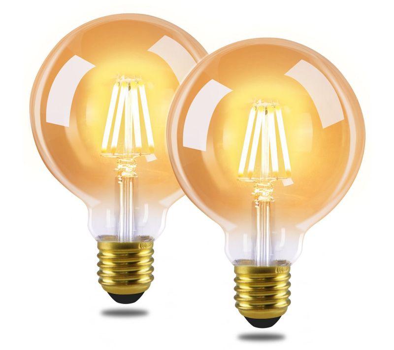 Lot 2 Ampoules LED E27 G95 4w Vintage Edison Blanc Chaud 2700k Filament