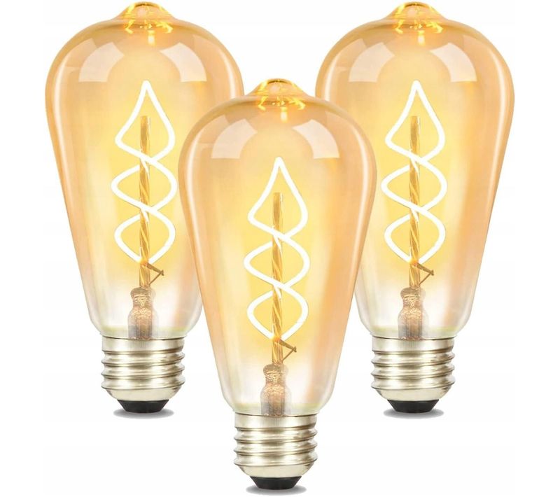 Lot 3 Ampoules LED E27 St64 4w Vintage Edison Blanc Chaud 2200k Filament