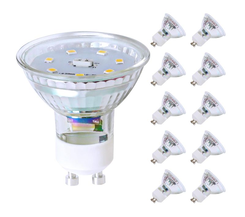 Lot De 10 Ampoule LED Gu10 Blanc Chaud 5w Remplace 50w, Économie D'énergie 3000k