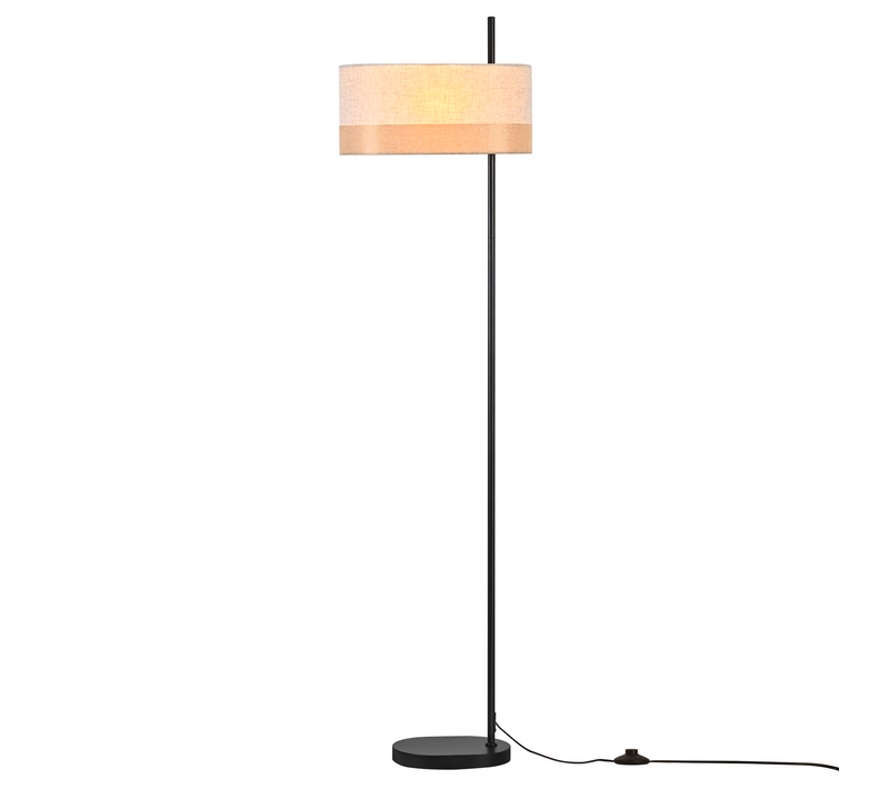 Lampadaire Vintage Tissu Blanc E27 Interrupteur Pied Rustique Salon Sans Ampoule