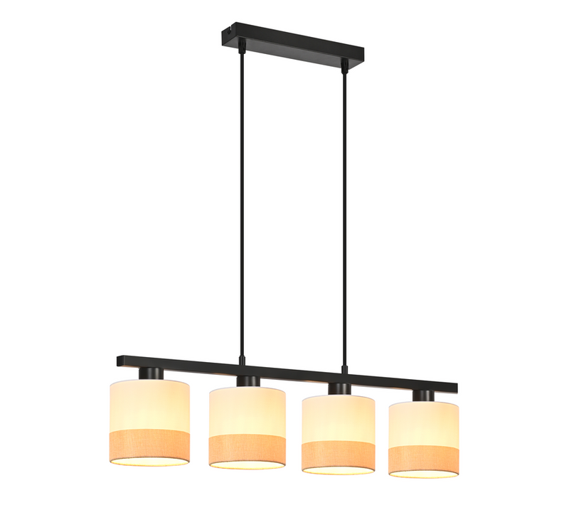 Suspension Vintage Table à Manger - Lustre 4 Lampes Tissu E27, Rétro Réglable(sans Ampoule)
