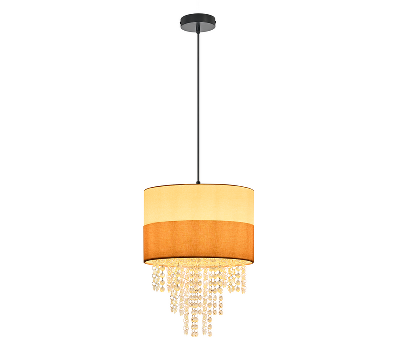 Suspension Vintage - Lustre 1 Lampe Cristal Tissu E27, Luminaire Rétro Réglable (sans Ampoule)